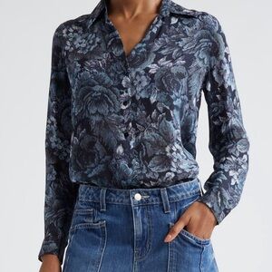 L'AGENCE Nina Floral Print Silk Button-Up
Shirt S
